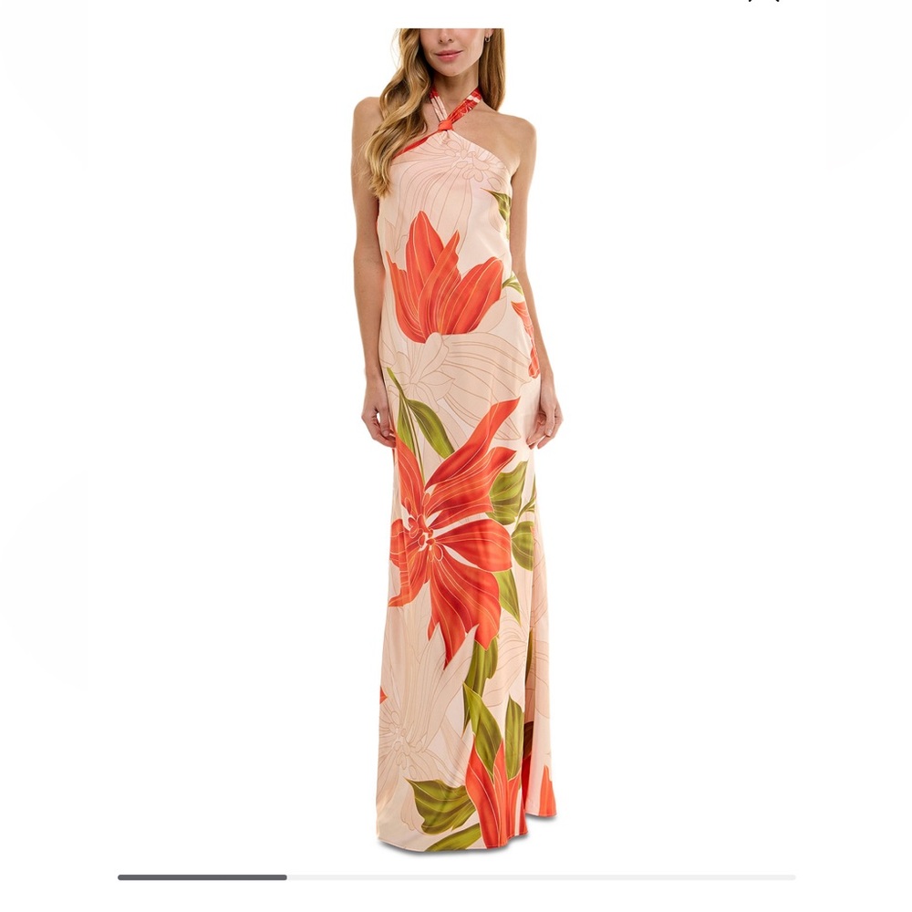 Floral Satin Maxi Dress
